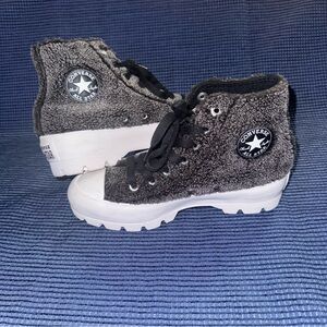 Converse All Star High Top Grey Sherpa Cozy Lugged Platform Women's Size 6